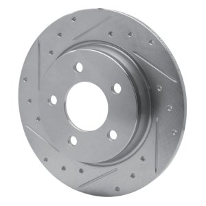 Mazda 3 Brake Rotor (1) - Rear Left - R1 Concepts - Drilled & Slotted - Silver - `04-`13